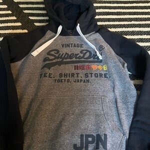 Superdry Vintage Navy and Gray Men's Hoodie